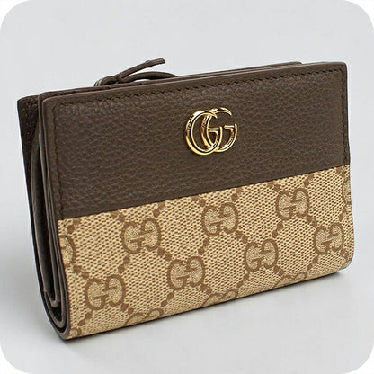 中古 グッチ 二つ折り財布 二折財布 コンパクト レディース ブランド GUCCI GGスプリーム  レザー 772738 ベージュ USDGU118371011