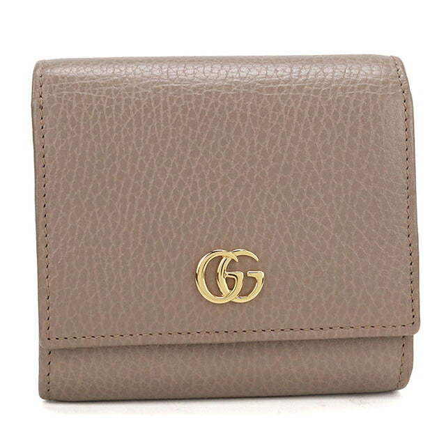 中古 グッチ 二つ折り財布 二折財布 コンパクト レディース ブランド GUCCI ダブルG ミディアムウォレット レザー 598587 ベージュ USDGU118372011