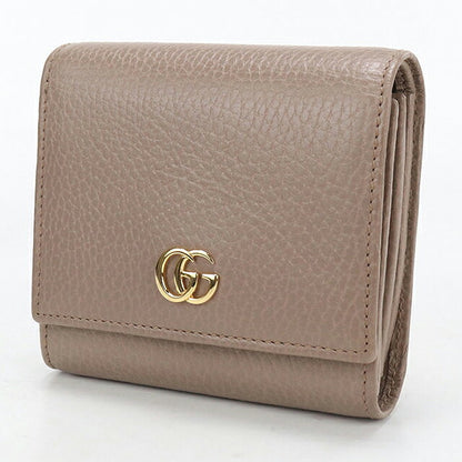 中古 グッチ 二つ折り財布 二折財布 コンパクト レディース ブランド GUCCI ダブルG ミディアムウォレット レザー 598587 ベージュ USDGU118372011