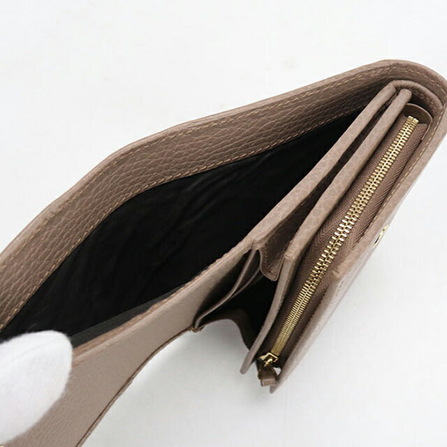 中古 グッチ 二つ折り財布 二折財布 コンパクト レディース ブランド GUCCI ダブルG ミディアムウォレット レザー 598587 ベージュ USDGU118372011