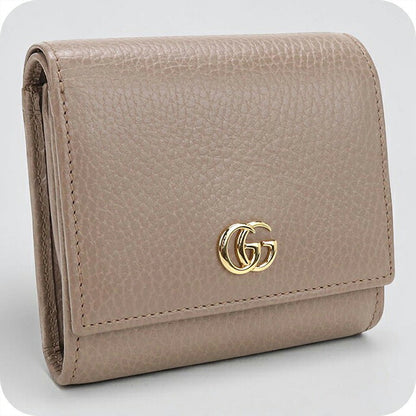 中古 グッチ 二つ折り財布 二折財布 コンパクト レディース ブランド GUCCI ダブルG ミディアムウォレット レザー 598587 ベージュ USDGU118372011