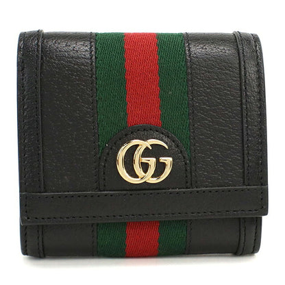 中古 グッチ 二つ折り財布 二折財布 コンパクト レディース ブランド GUCCI オフィディア ミディアムウォレット レザー 598662 ブラック USDGU118373011