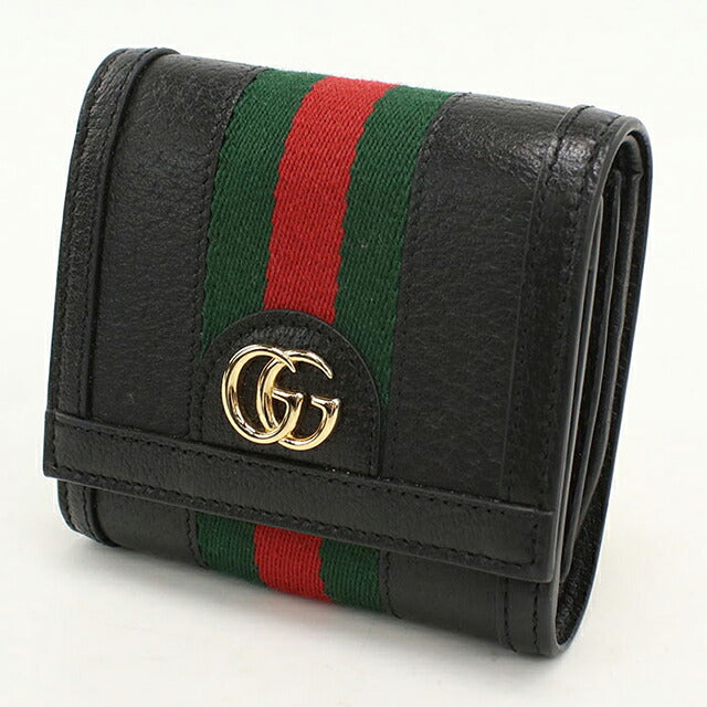 中古 グッチ 二つ折り財布 二折財布 コンパクト レディース ブランド GUCCI オフィディア ミディアムウォレット レザー 598662 ブラック USDGU118373011