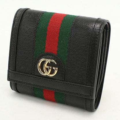 中古 グッチ 二つ折り財布 二折財布 コンパクト レディース ブランド GUCCI オフィディア ミディアムウォレット レザー 598662 ブラック USDGU118373011