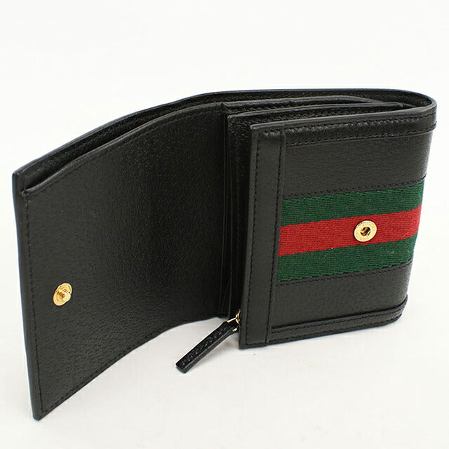 中古 グッチ 二つ折り財布 二折財布 コンパクト レディース ブランド GUCCI オフィディア ミディアムウォレット レザー 598662 ブラック USDGU118373011