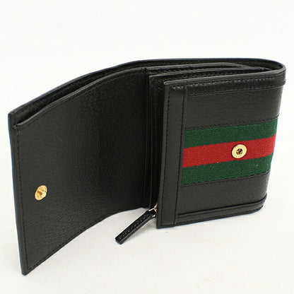 中古 グッチ 二つ折り財布 二折財布 コンパクト レディース ブランド GUCCI オフィディア ミディアムウォレット レザー 598662 ブラック USDGU118373011