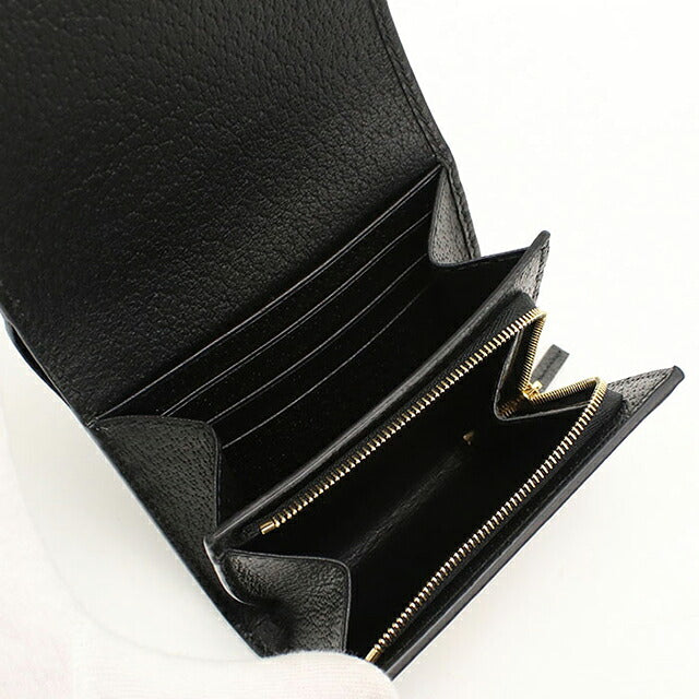 中古 グッチ 二つ折り財布 二折財布 コンパクト レディース ブランド GUCCI オフィディア ミディアムウォレット レザー 598662 ブラック USDGU118373011
