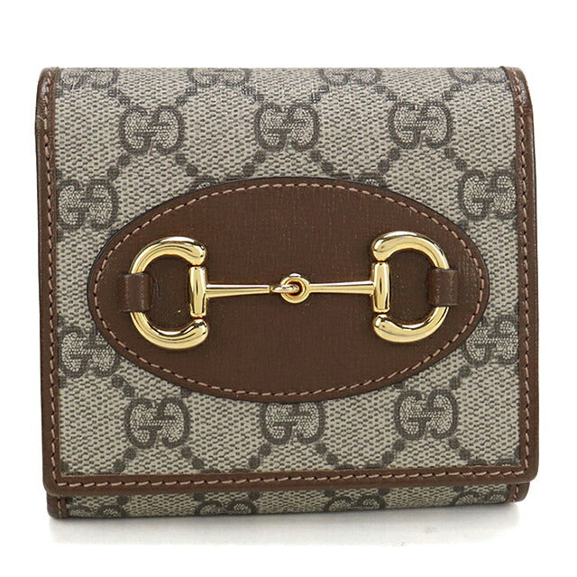 中古 グッチ 二つ折り財布 二折財布 コンパクト レディース ブランド GUCCI ホースビット ミディアムウォレット 621891 ベージュ USDGU118377011