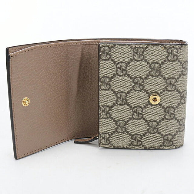 中古 グッチ 二つ折り財布 二折財布 コンパクト レディース ブランド GUCCI ダブルG ミディアムウォレット レザー 598587 ベージュ USDGU118378011