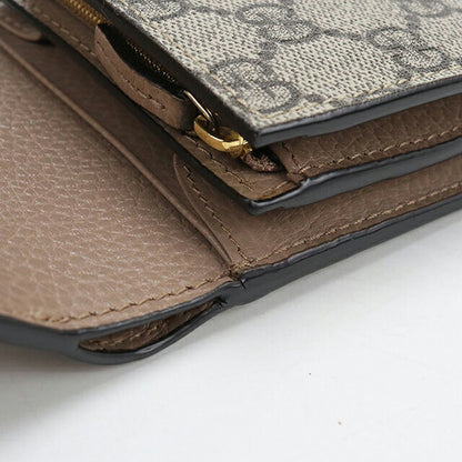 中古 グッチ 二つ折り財布 二折財布 コンパクト レディース ブランド GUCCI ダブルG ミディアムウォレット レザー 598587 ベージュ USDGU118378011