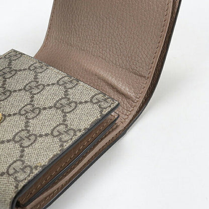 中古 グッチ 二つ折り財布 二折財布 コンパクト レディース ブランド GUCCI ダブルG ミディアムウォレット レザー 598587 ベージュ USDGU118378011