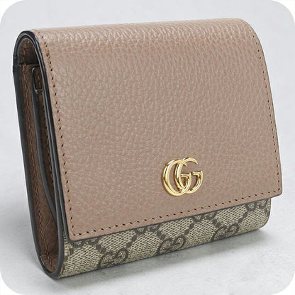 中古 グッチ 二つ折り財布 二折財布 コンパクト レディース ブランド GUCCI ダブルG ミディアムウォレット レザー 598587 ベージュ USDGU118378011