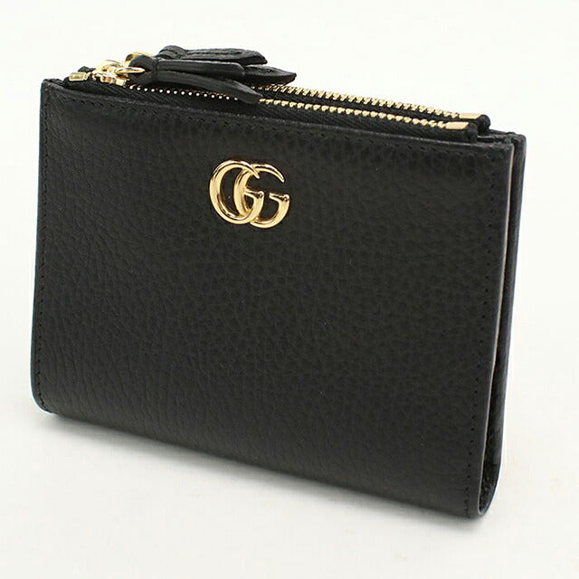 中古 グッチ 二つ折り財布 二折財布 コンパクト レディース ブランド GUCCI ダブルG スモールウォレット レザー 474747 ブラック USDGU118388011