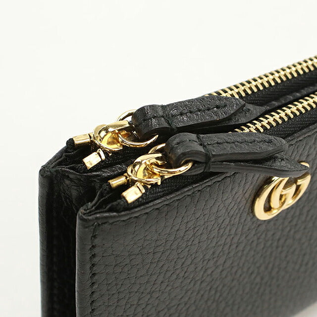 中古 グッチ 二つ折り財布 二折財布 コンパクト レディース ブランド GUCCI ダブルG スモールウォレット レザー 474747 ブラック USDGU118388011