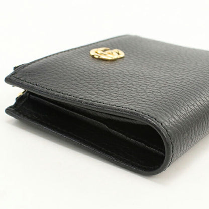 中古 グッチ 二つ折り財布 二折財布 コンパクト レディース ブランド GUCCI ダブルG スモールウォレット レザー 474747 ブラック USDGU118388011