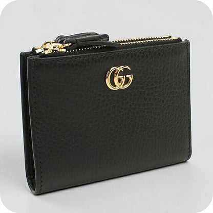 中古 グッチ 二つ折り財布 二折財布 コンパクト レディース ブランド GUCCI ダブルG スモールウォレット レザー 474747 ブラック USDGU118388011