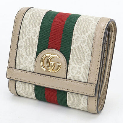 中古 グッチ 二つ折り財布 二折財布 コンパクト レディース ブランド GUCCI オフィディア ミディアム ウォレット レザー 598662 ベージュ USDGU118431011
