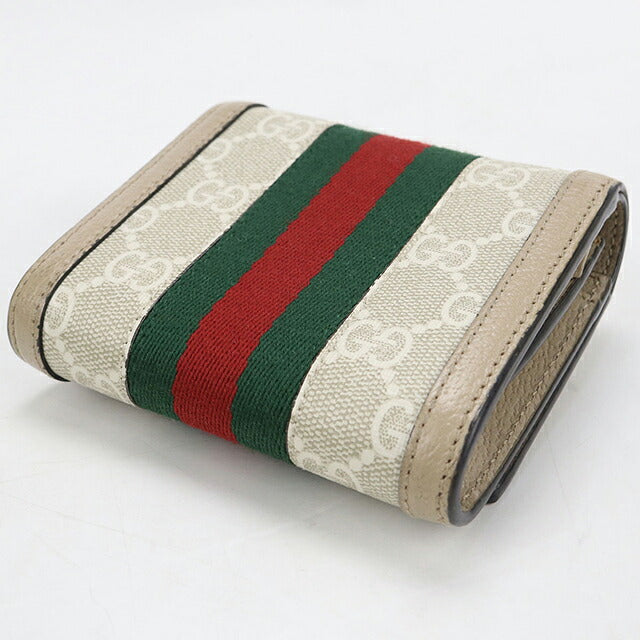 中古 グッチ 二つ折り財布 二折財布 コンパクト レディース ブランド GUCCI オフィディア ミディアム ウォレット レザー 598662 ベージュ USDGU118431011