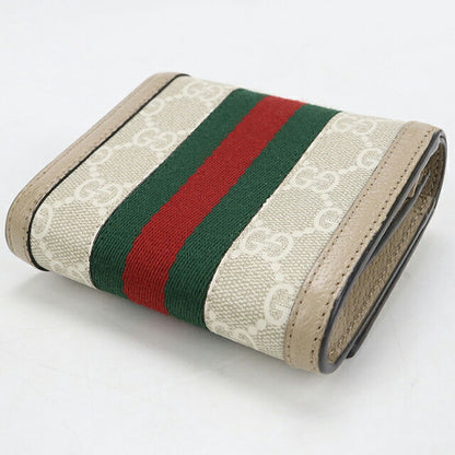 中古 グッチ 二つ折り財布 二折財布 コンパクト レディース ブランド GUCCI オフィディア ミディアム ウォレット レザー 598662 ベージュ USDGU118431011
