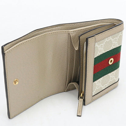 中古 グッチ 二つ折り財布 二折財布 コンパクト レディース ブランド GUCCI オフィディア ミディアム ウォレット レザー 598662 ベージュ USDGU118431011