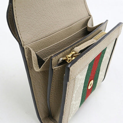 中古 グッチ 二つ折り財布 二折財布 コンパクト レディース ブランド GUCCI オフィディア ミディアム ウォレット レザー 598662 ベージュ USDGU118431011