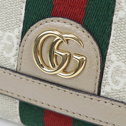 中古 グッチ 二つ折り財布 二折財布 コンパクト レディース ブランド GUCCI オフィディア ミディアム ウォレット レザー 598662 ベージュ USDGU118431011