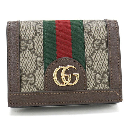 中古 グッチ 二つ折り財布 二折財布 コンパクト レディース ブランド GUCCI オフィディア GGカードケース ウォレット 523155 ベージュ USDGU118491011