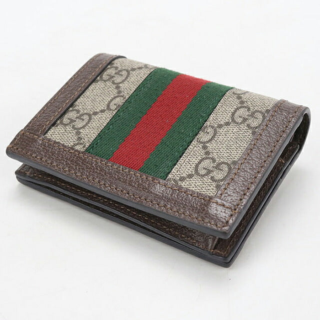 中古 グッチ 二つ折り財布 二折財布 コンパクト レディース ブランド GUCCI オフィディア GGカードケース ウォレット 523155 ベージュ USDGU118491011
