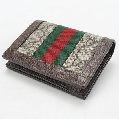 中古 グッチ 二つ折り財布 二折財布 コンパクト レディース ブランド GUCCI オフィディア GGカードケース ウォレット 523155 ベージュ USDGU118491011