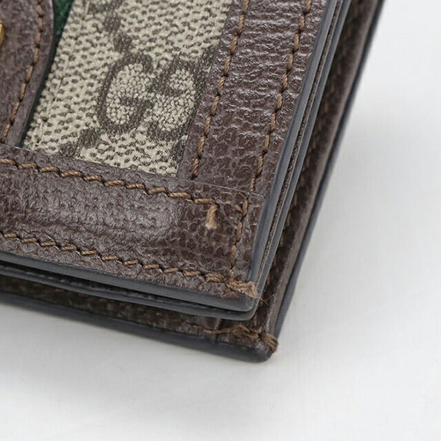 中古 グッチ 二つ折り財布 二折財布 コンパクト レディース ブランド GUCCI オフィディア GGカードケース ウォレット 523155 ベージュ USDGU118491011