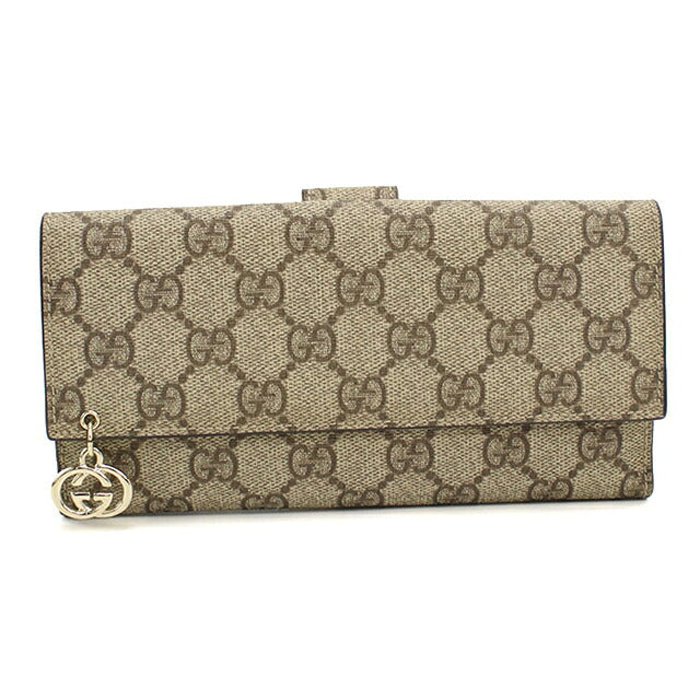 グッチ 長財布二折 レディース ブランド GUCCI GGスプリーム Wホック長財布 212104 ベージュ USDGU118497011