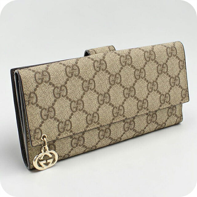 グッチ 長財布二折 レディース ブランド GUCCI GGスプリーム Wホック長財布 212104 ベージュ USDGU118497011
