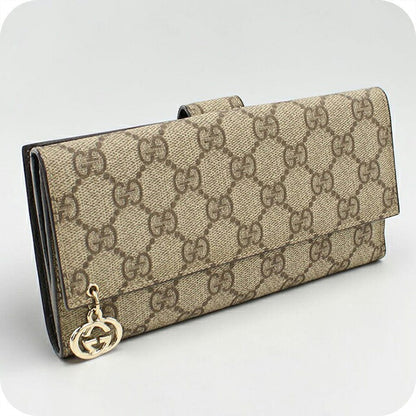 グッチ 長財布二折 レディース ブランド GUCCI GGスプリーム Wホック長財布 212104 ベージュ USDGU118497011