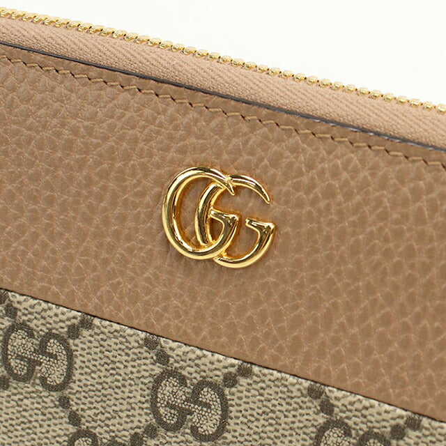 グッチ 長財布ラウンドファスナー レディース ブランド GUCCI ダブルG  レザー 456117 ベージュ USDGU118951011