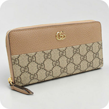 グッチ 長財布ラウンドファスナー レディース ブランド GUCCI ダブルG  レザー 456117 ベージュ USDGU118951011