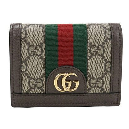 中古 グッチ 二つ折り財布 二折財布 コンパクト レディース ブランド GUCCI オフィディア GG カードケース ウォレット 523155 ベージュ USDGU119420011