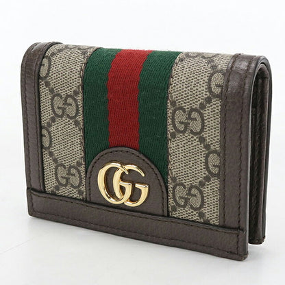 中古 グッチ 二つ折り財布 二折財布 コンパクト レディース ブランド GUCCI オフィディア GG カードケース ウォレット 523155 ベージュ USDGU119420011