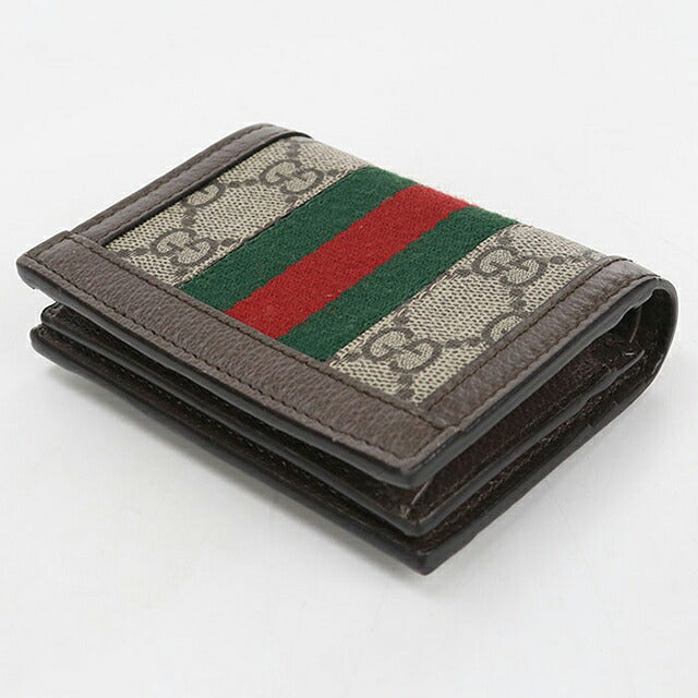 中古 グッチ 二つ折り財布 二折財布 コンパクト レディース ブランド GUCCI オフィディア GG カードケース ウォレット 523155 ベージュ USDGU119420011