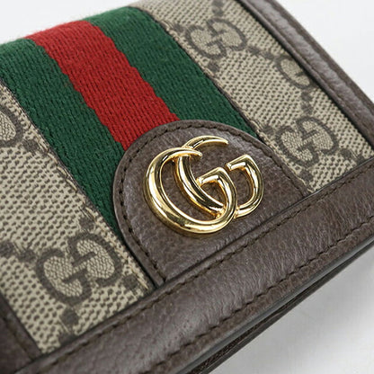 中古 グッチ 二つ折り財布 二折財布 コンパクト レディース ブランド GUCCI オフィディア GG カードケース ウォレット 523155 ベージュ USDGU119420011
