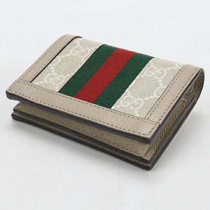 中古 グッチ 二つ折り財布 二折財布 コンパクト レディース ブランド GUCCI オフィディア GG カードケース ウォレット レザー 523155 ベージュ USDGU119464011