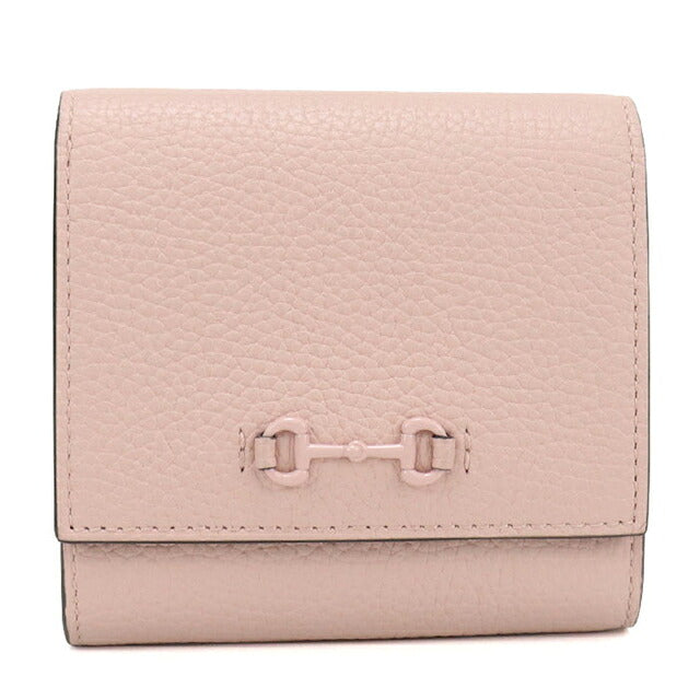 中古 グッチ 二つ折り財布 二折財布 コンパクト レディース ブランド GUCCI ホースビット  レザー 745981 ピンク USDGU119509011