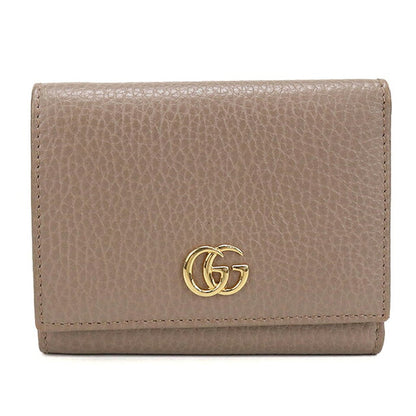 中古 グッチ 三つ折り財布 三折財布 コンパクト レディース ブランド GUCCI GGマーモント  レザー 474746 ブラウン USDGU119511011
