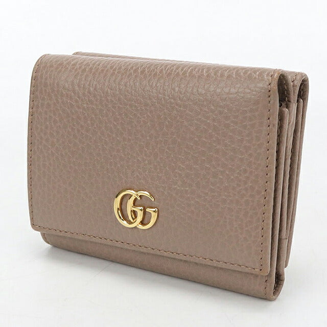 中古 グッチ 三つ折り財布 三折財布 コンパクト レディース ブランド GUCCI GGマーモント  レザー 474746 ブラウン USDGU119511011