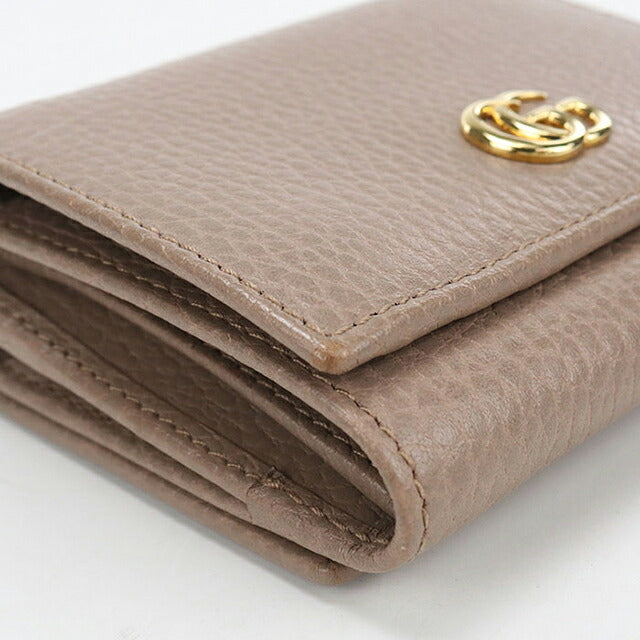 中古 グッチ 三つ折り財布 三折財布 コンパクト レディース ブランド GUCCI GGマーモント  レザー 474746 ブラウン USDGU119511011
