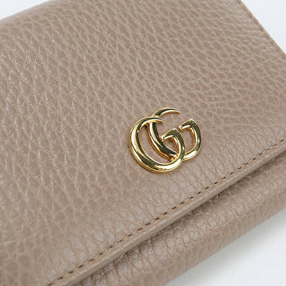 中古 グッチ 三つ折り財布 三折財布 コンパクト レディース ブランド GUCCI GGマーモント  レザー 474746 ブラウン USDGU119511011