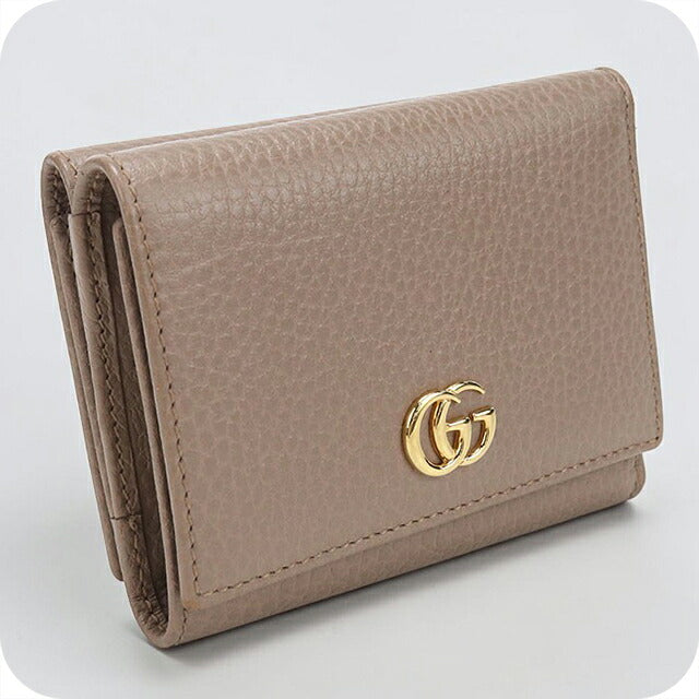 中古 グッチ 三つ折り財布 三折財布 コンパクト レディース ブランド GUCCI GGマーモント  レザー 474746 ブラウン USDGU119511011
