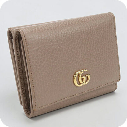 中古 グッチ 三つ折り財布 三折財布 コンパクト レディース ブランド GUCCI GGマーモント  レザー 474746 ブラウン USDGU119511011