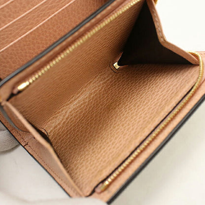 中古 グッチ 二つ折り財布 二折財布 コンパクト レディース ブランド GUCCI ダブルG ミディアム ウォレット レザー 598587 ピンク USDGU119546011