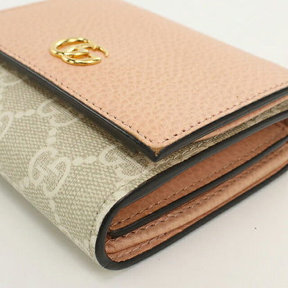 中古 グッチ 二つ折り財布 二折財布 コンパクト レディース ブランド GUCCI ダブルG ミディアム ウォレット レザー 598587 ピンク USDGU119546011