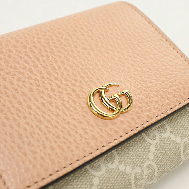 中古 グッチ 二つ折り財布 二折財布 コンパクト レディース ブランド GUCCI ダブルG ミディアム ウォレット レザー 598587 ピンク USDGU119546011